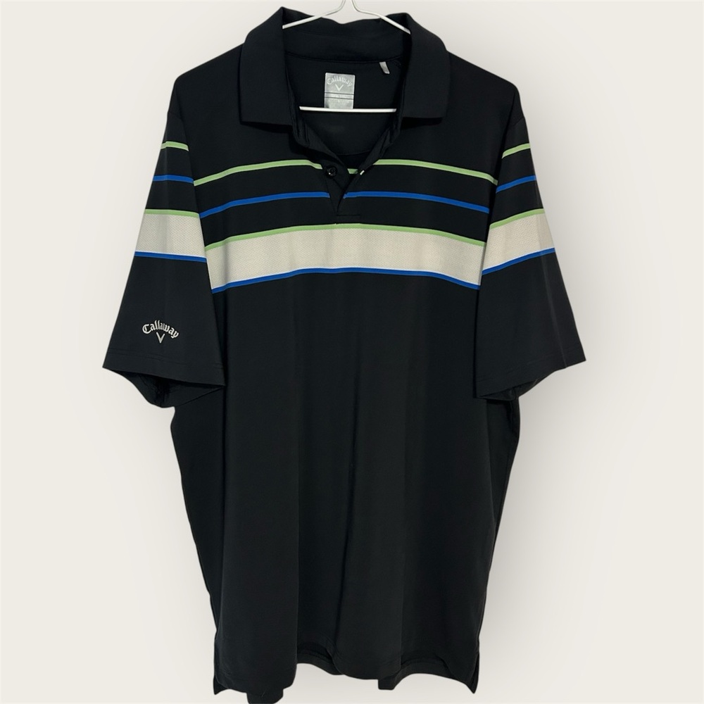 Callaway Opti-Dri Ventilated Stripe Golf Polo Shirt Caviar Colorway - Size L